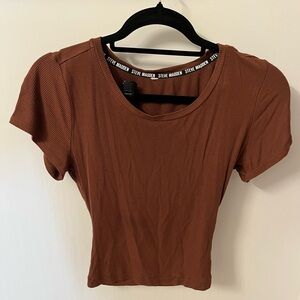 Steve Madden Brown Ribbed Top